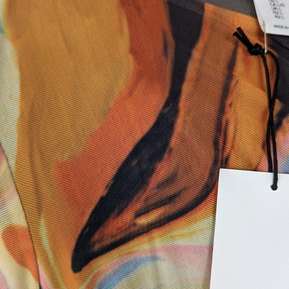 Bailey 44 Vanity Swirl Print Round Neck Mesh Overlay Ruched Center Multi L NWT - Picture 12 of 14